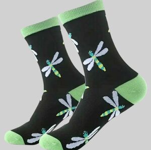 Dragonfly-print novelty crew-socks, NWT